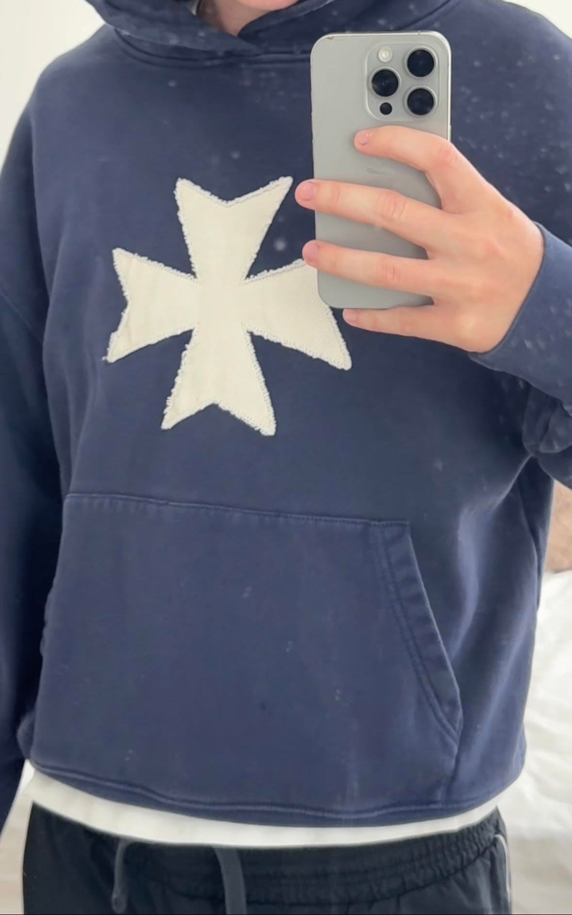 Navy Blue Cross Hoodie