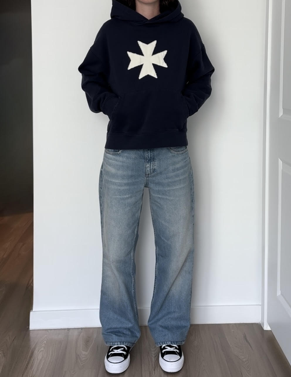 Navy Blue Cross Hoodie